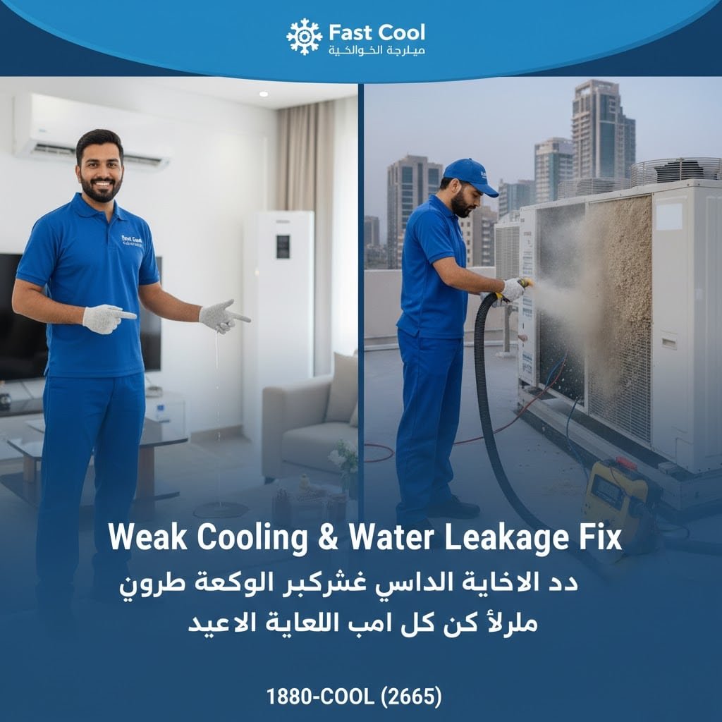 حل مشكلة ضعف التبريد وتنقيط الماي من المكيف